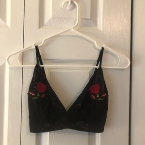 Rose embroidery Mesh Bralette